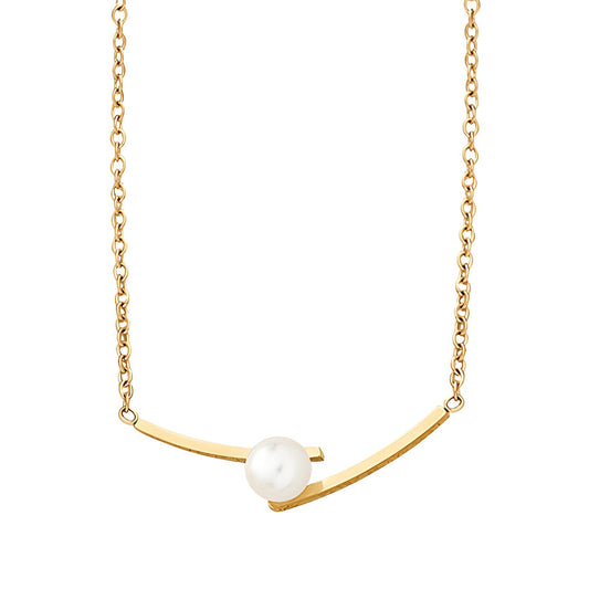 Harmony Pearl Arc Necklace - 18k Gold-Plated