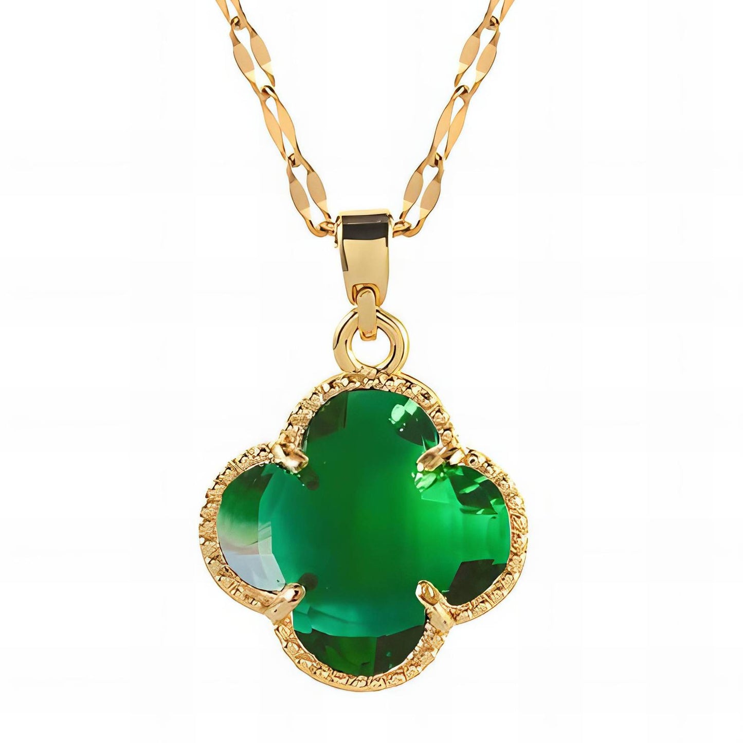 Emerald Charm Necklace - 18k Gold-Plated