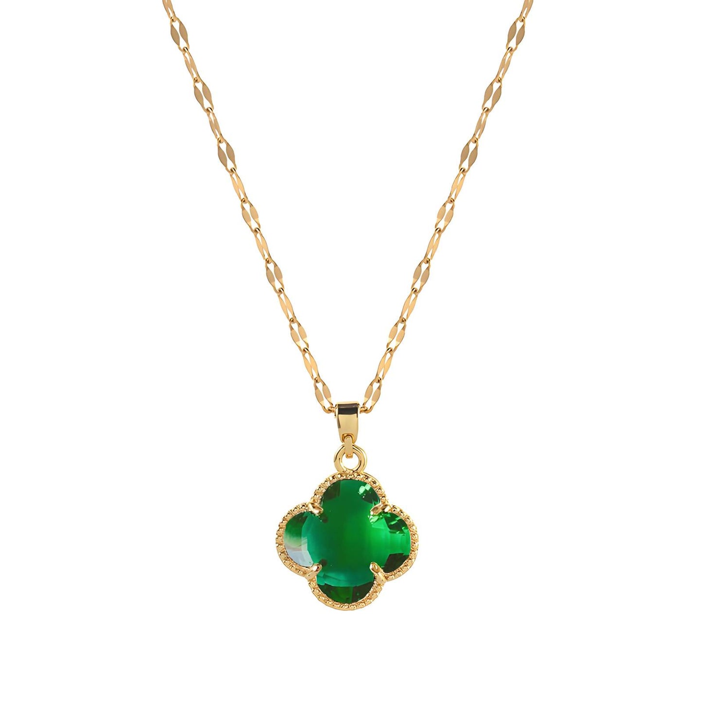 Emerald Charm Necklace - 18k Gold-Plated