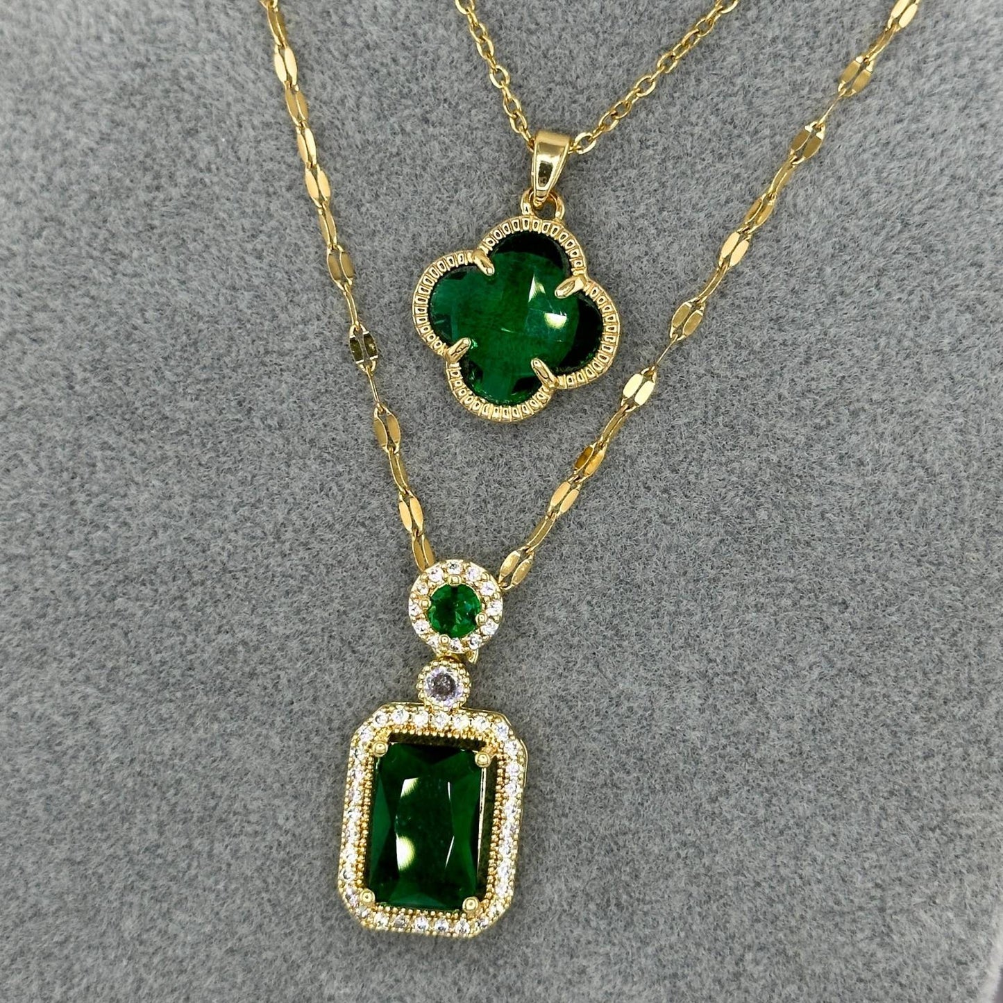 Emerald Charm Necklace - 18k Gold-Plated