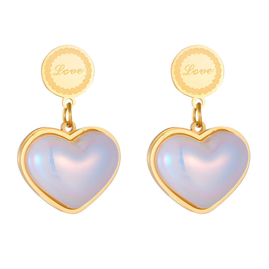 Opal Love Heart Earrings - 18k Gold-Plated