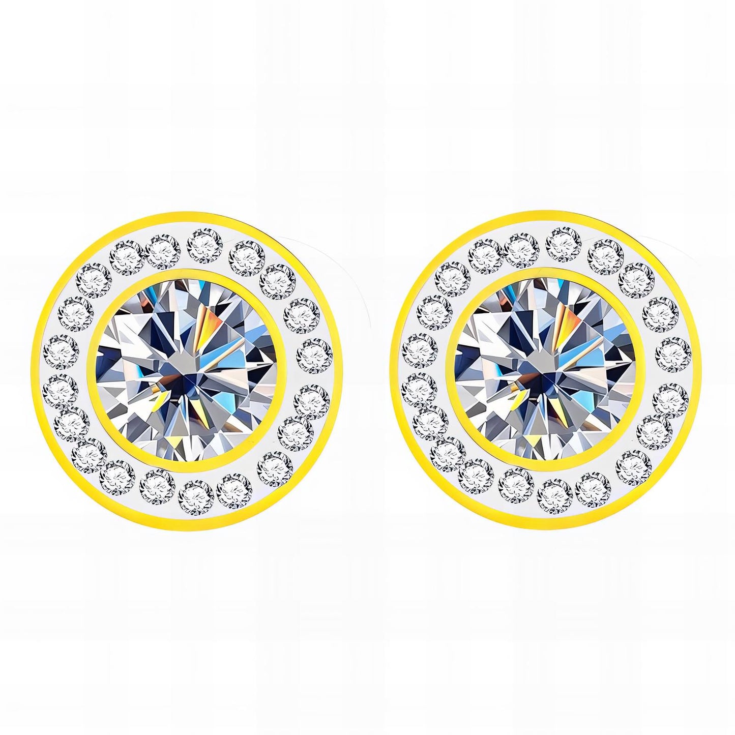 Round Crystal Earrings - 18k Gold-Plated