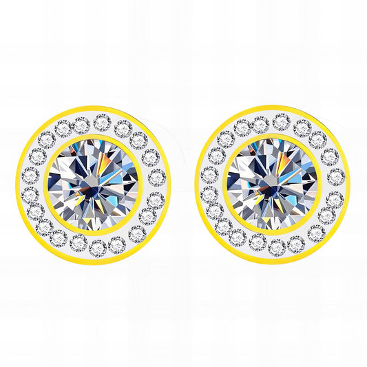 Round Crystal Earrings - 18k Gold-Plated