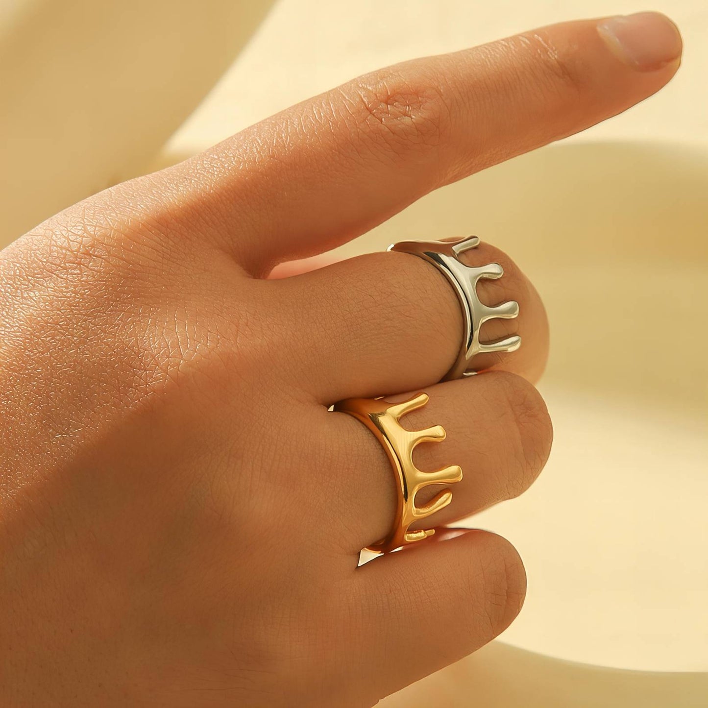 Golden Coral Open Ring - 18k Gold-Plated