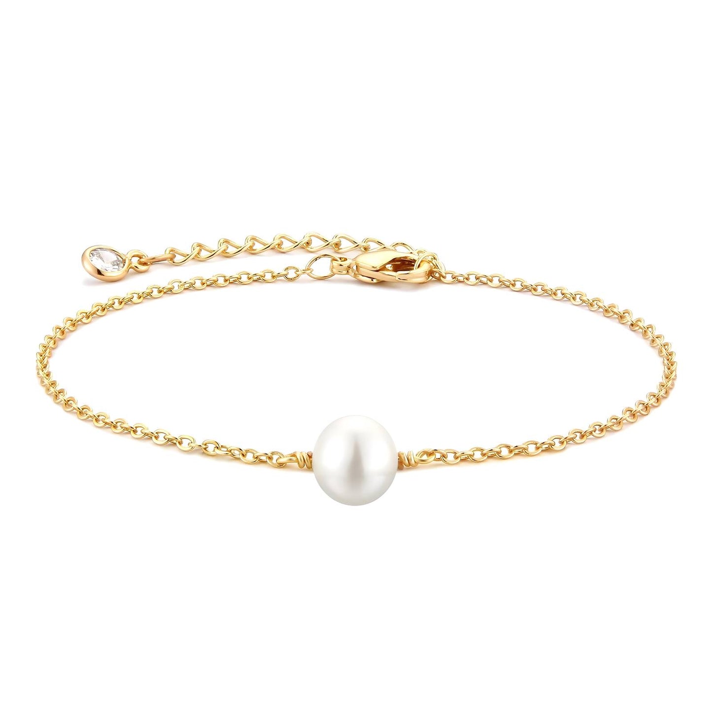 Elegant Pearl Chain Bracelet - 18k Gold-Plated