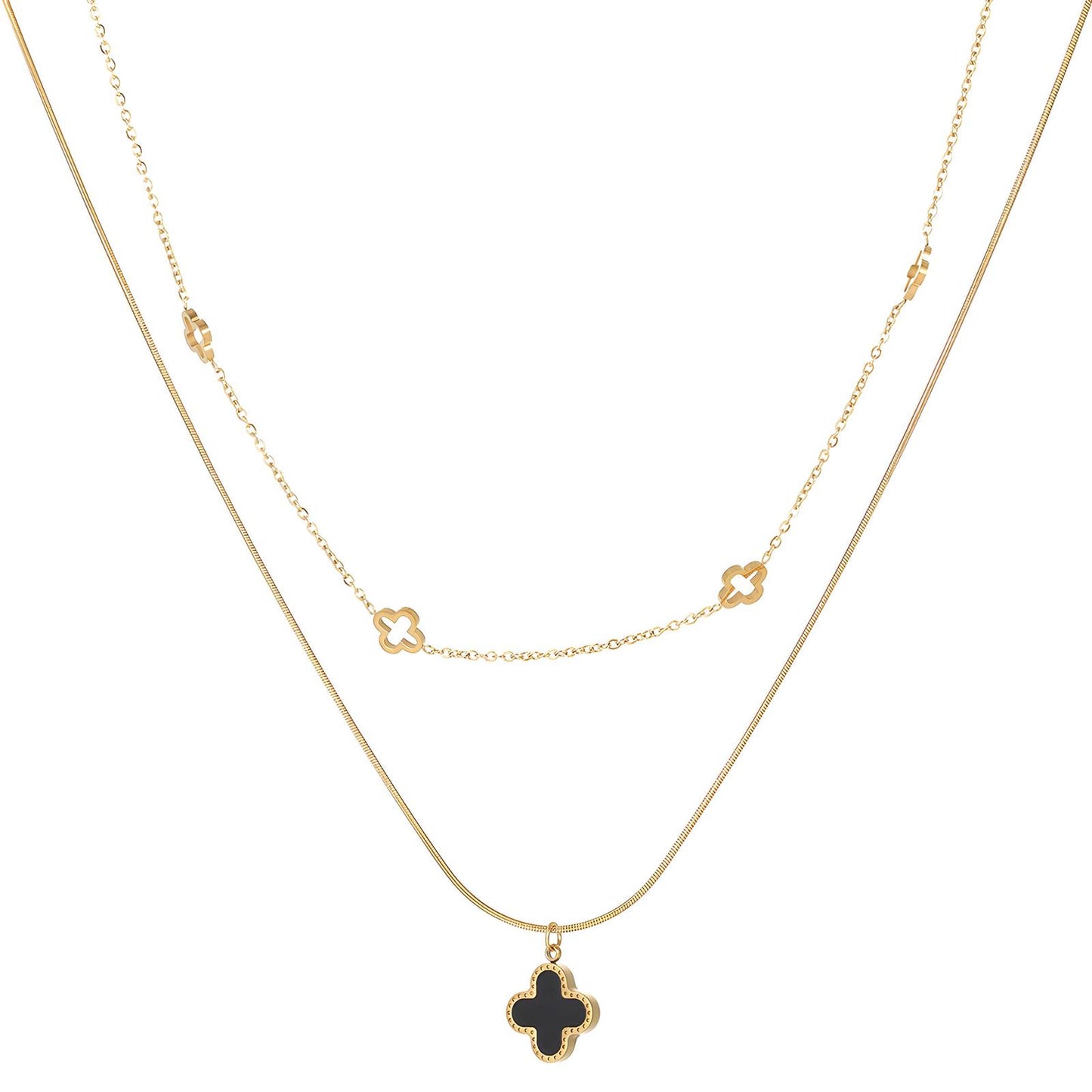 Midnight Bloom Layered Necklace - 18k Gold-Plated