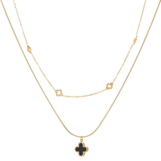 Midnight Bloom Layered Necklace - 18k Gold-Plated