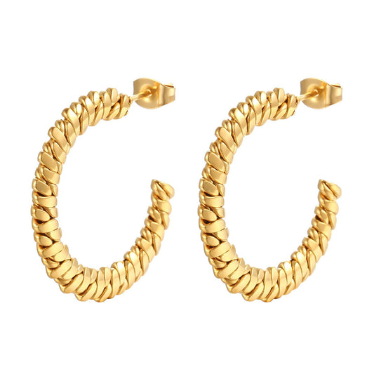 Golden Twist Hoops - 18k Gold-Plated