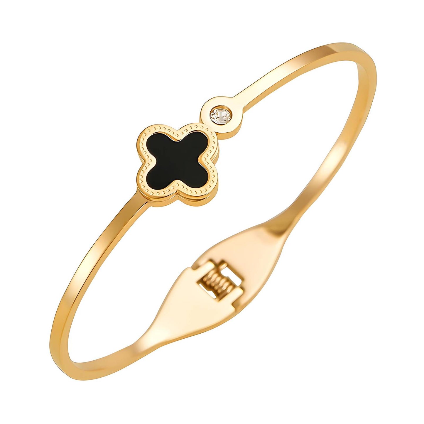 Onyx Clover Bracelet - 18k Gold-Plated